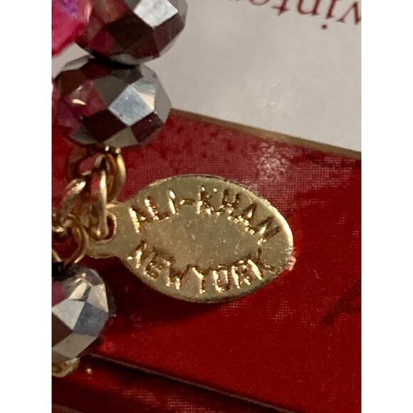 Ali Kahn New York Ladies Pink and Gray Glass beaded wire wrap bracelet - Picture 6 of 7